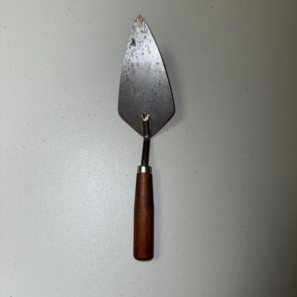 Vintage Antique 10" Masonry Spackle Tool Pointed Trowel Wood Handle Metal Body